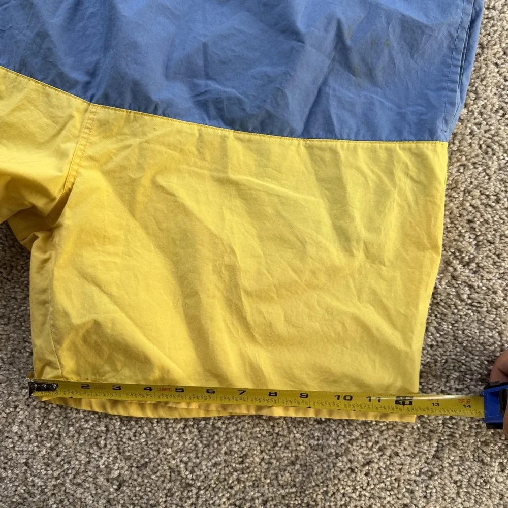 Vintage Claybrooke Sport Swim Shorts Mens XL Blue Yellow Colorblock Trunks Beach